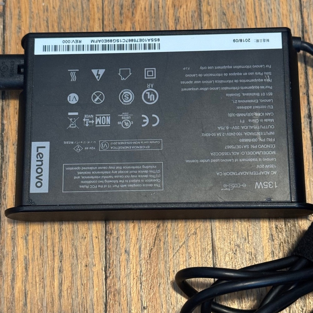 Lenovo 135W AC Adapter Slim Tip Charger ADL135SCC2A 20V 6.75A 00HM689 ThinkPad